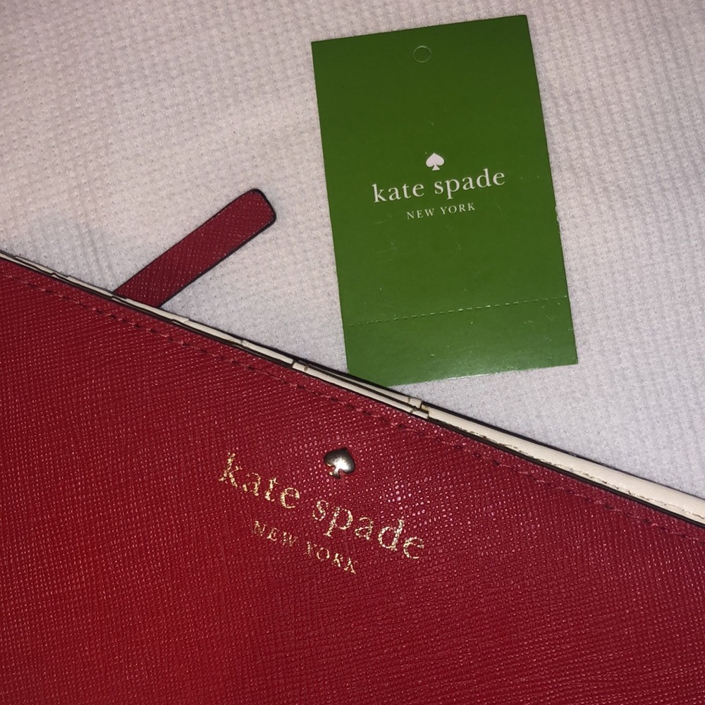 Red leather mikas pond stacy Kate Spade wallet